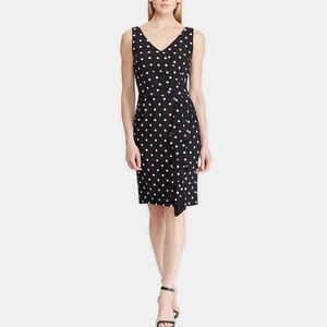 NWT Lauren Ralph Lauren Elegant Asymmetrical Polka Dot Dress Size 0